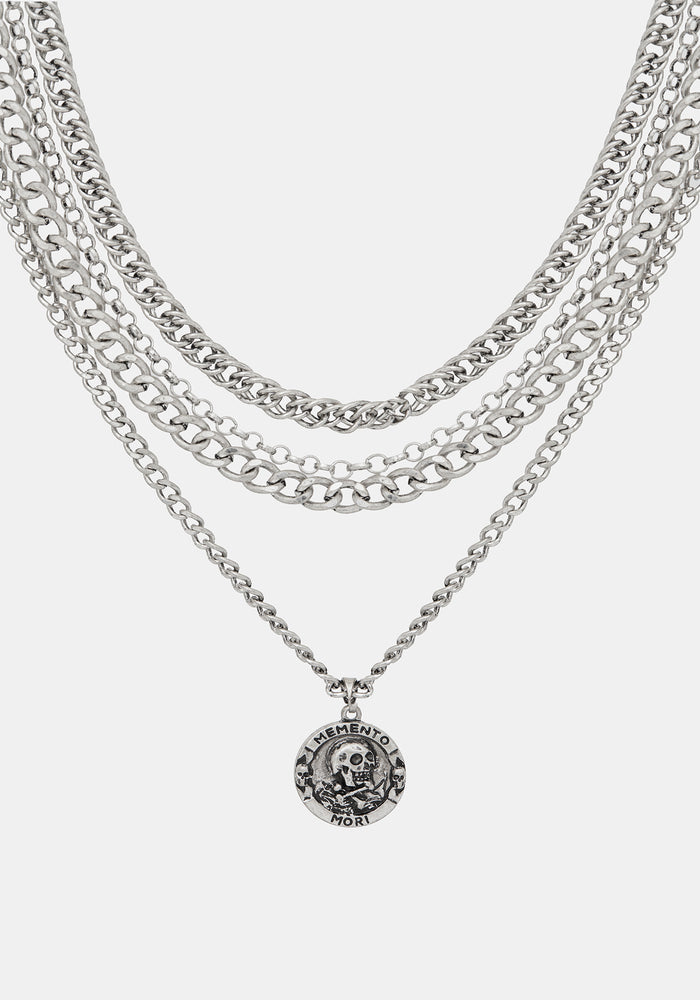 Memento Mori Layered Chain Necklace