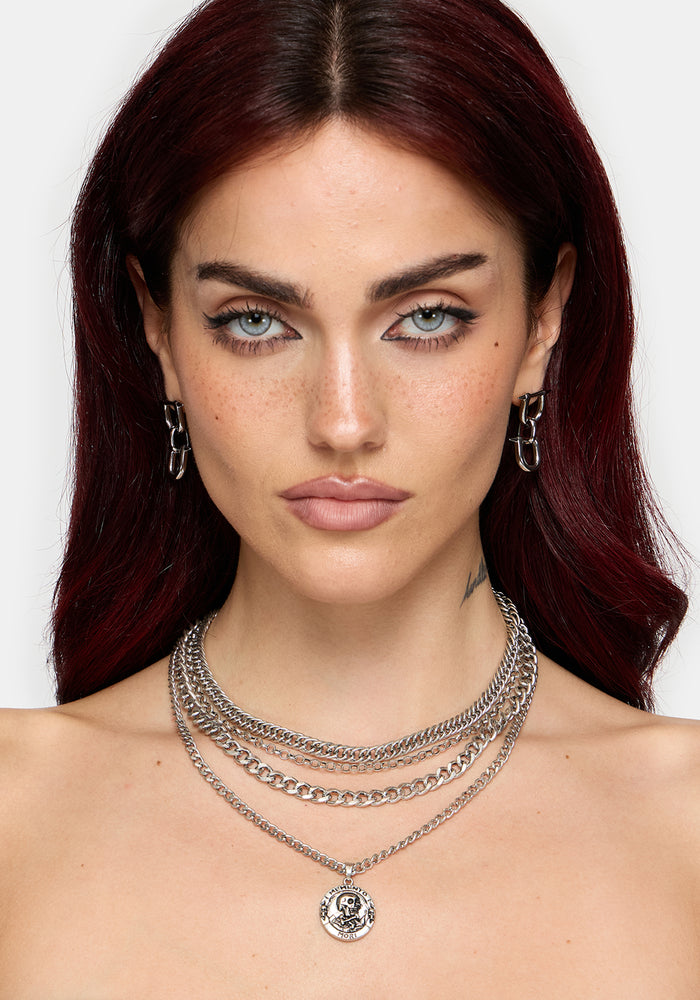 Memento Mori Layered Chain Necklace