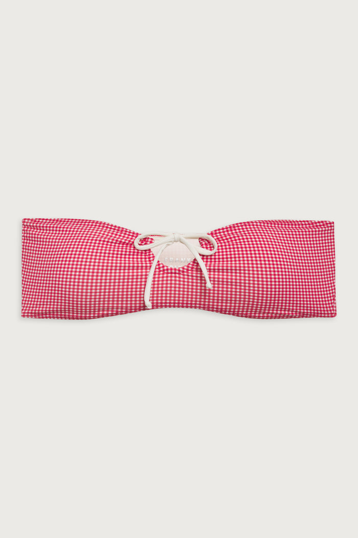 Meredith Gingham Bandeau Bikini Top - Ladybug Gingham