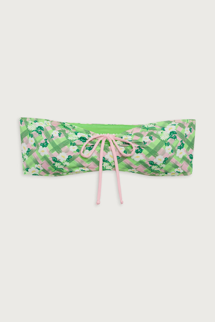 Meredith plaid bandeau bikini top baby daisy green