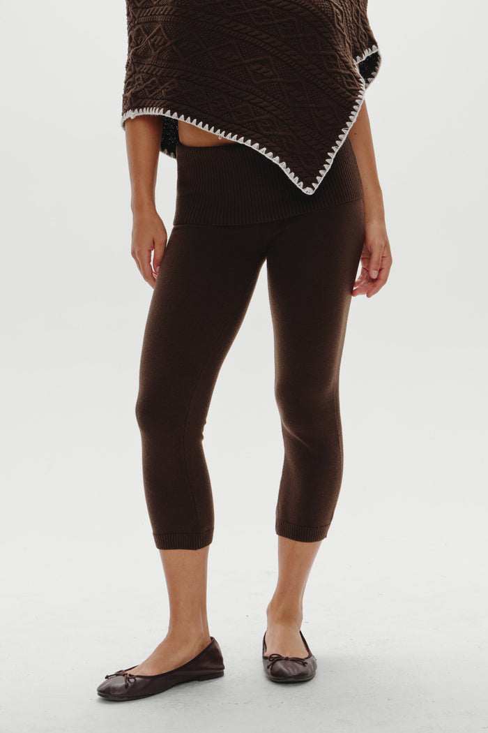 Milo Knit Capri Pants - Chocolate Brown