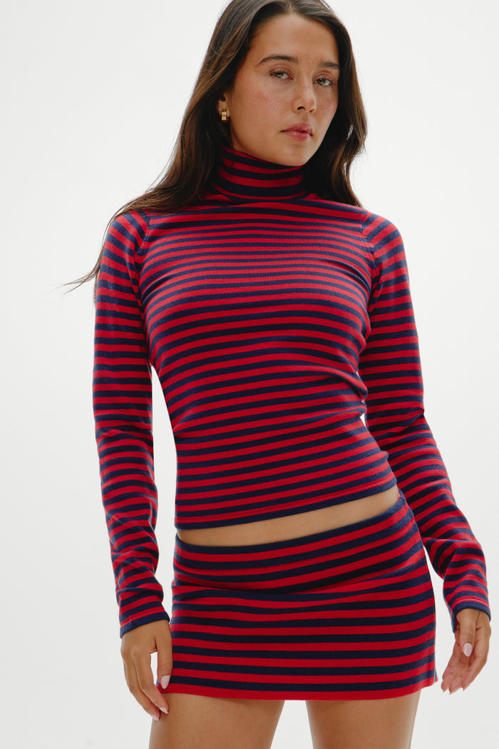 Milo Knit Turtleneck Sweater - Sunday Stripe