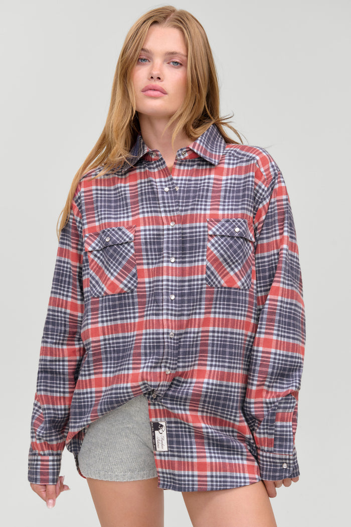 Montana Oversized Cotton Flannel - Cozy Plaid