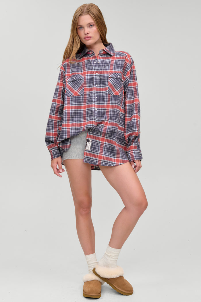 Montana Oversized Cotton Flannel - Cozy Plaid