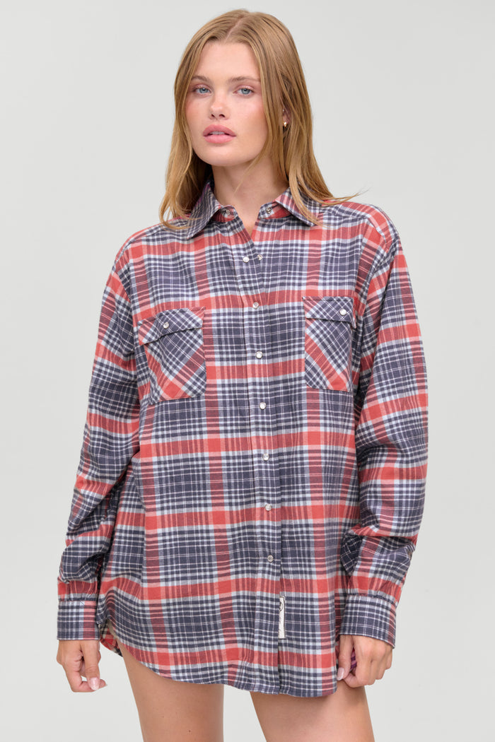 Montana Oversized Cotton Flannel - Cozy Plaid