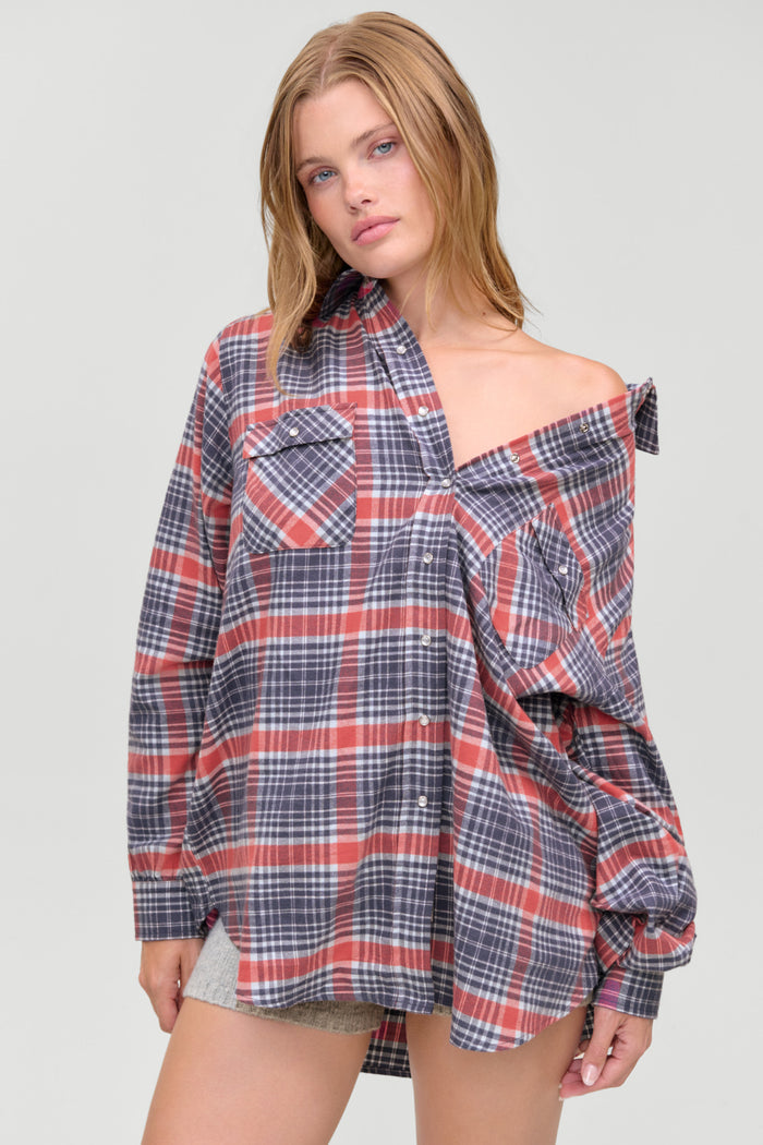 Montana Oversized Cotton Flannel - Cozy Plaid