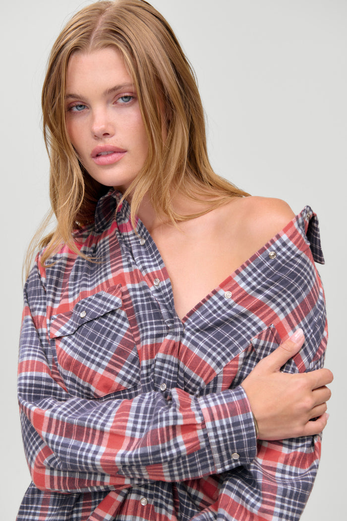 Montana Oversized Cotton Flannel - Cozy Plaid