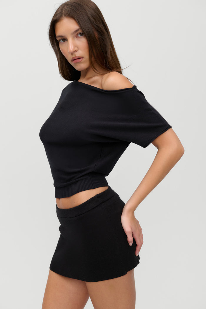 Montecito Boat Neck Knit Shirt - Black