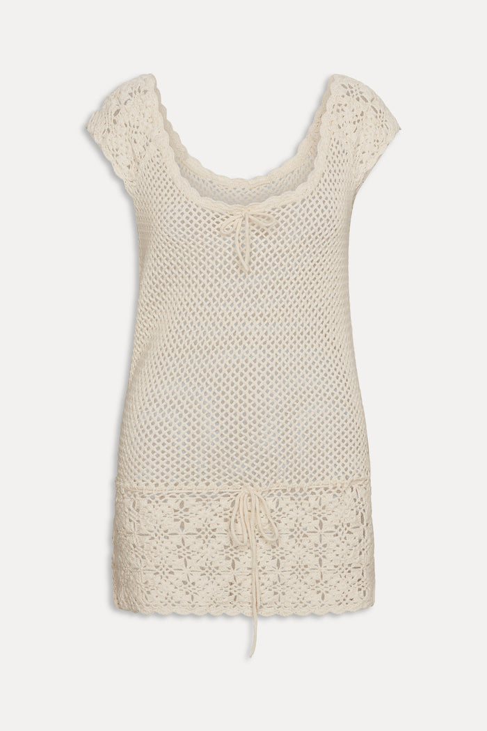 Moss Crochet Mini Dress - Sand Dollar