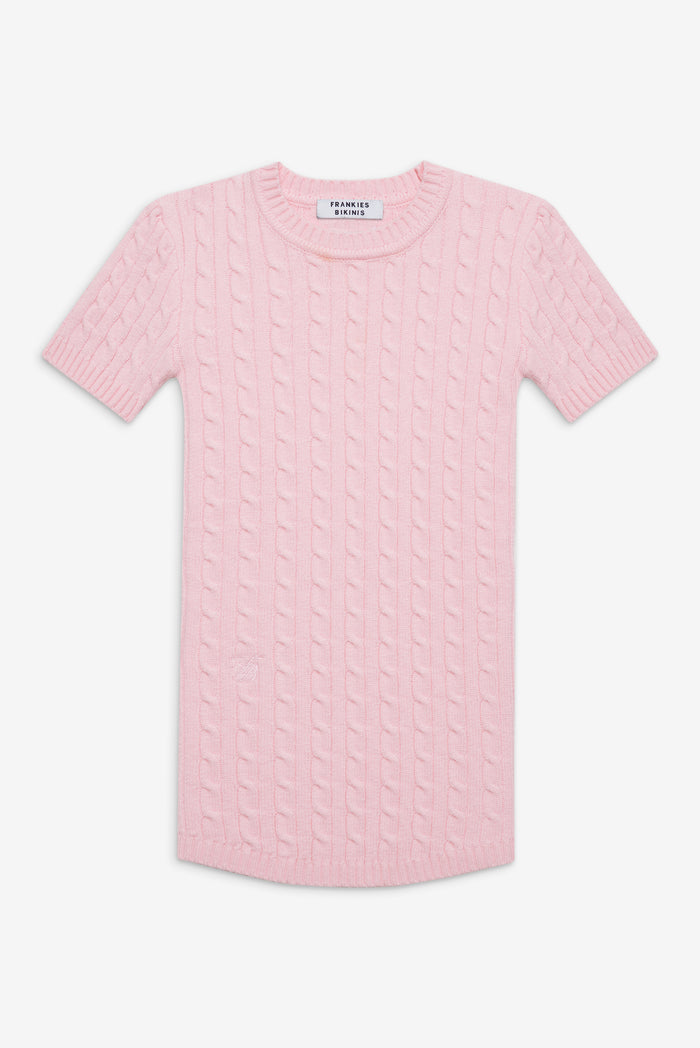 Mulholland Cable Knit Sweater Cozy Pink