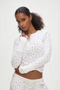 Nate Long Sleeve Shirt in Floral White Picnic Blanket Print