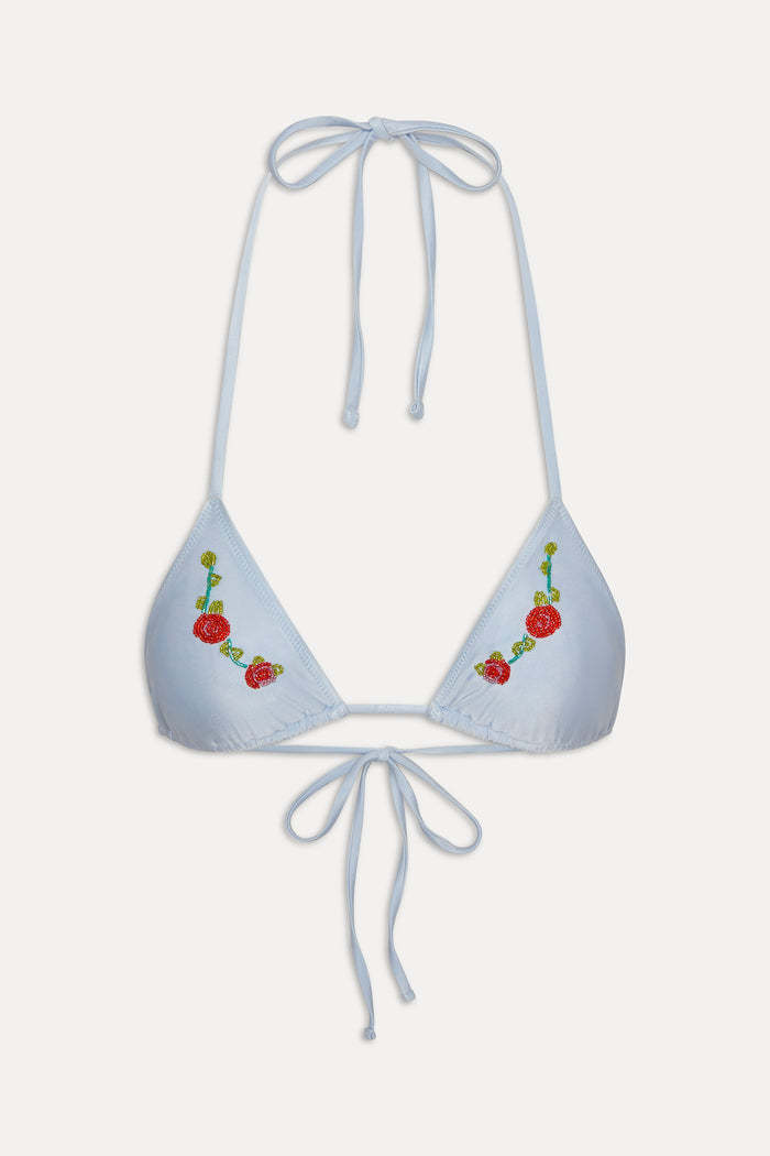Nick Beaded Shine Bikini Top - Frosting