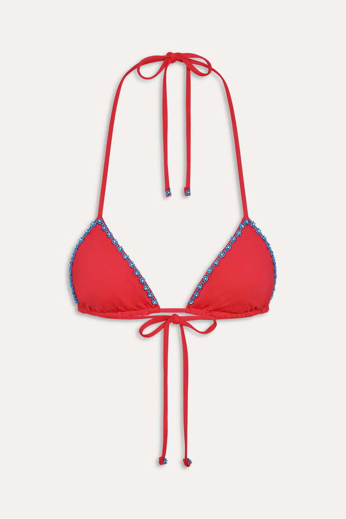 Nick Beaded Triangle Bikini Top - Havana