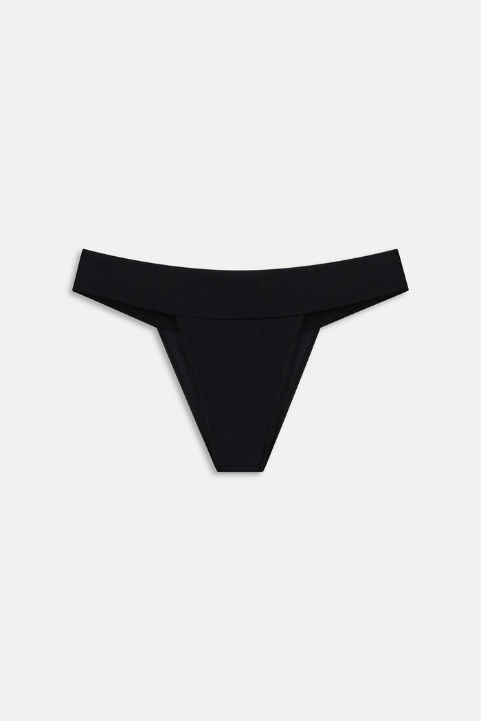 Nick Cheeky Ribbed Bikini Bottom - Black