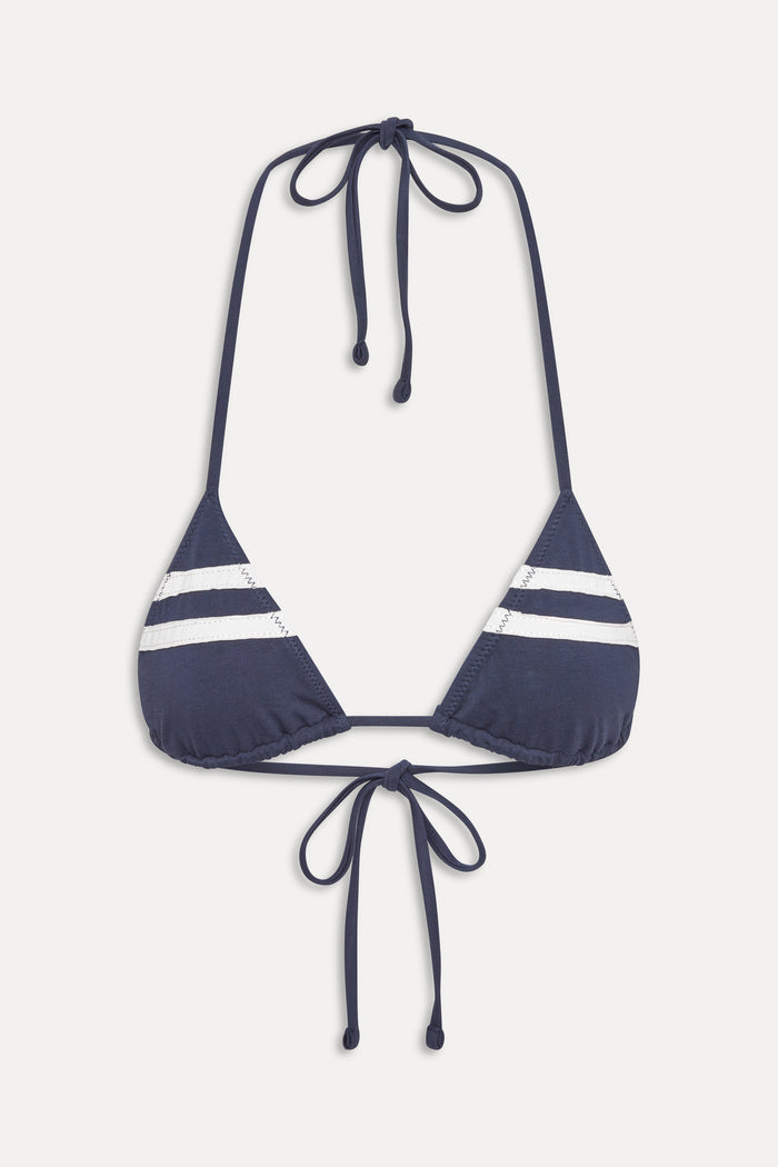 Nick Cotton Triangle Bikini Top - Bleacher Blue