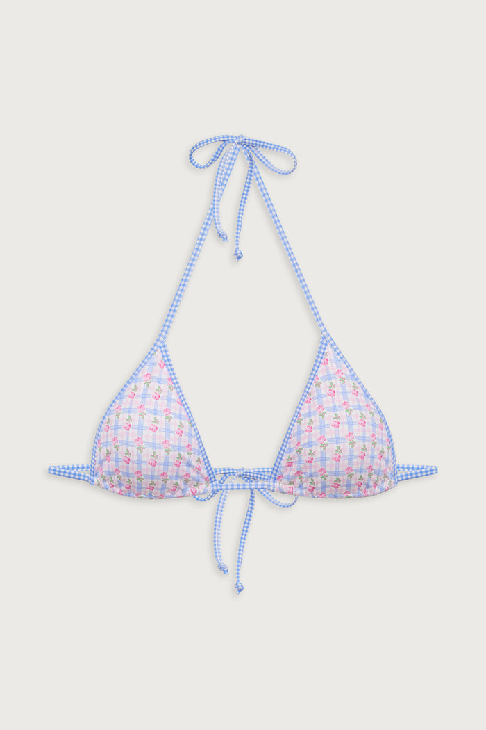 Nick plaid triangle bikini top rose picnic