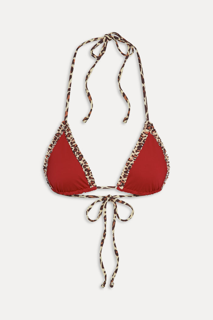 Nick Ruffle Triangle Bikini Top - Valentine
