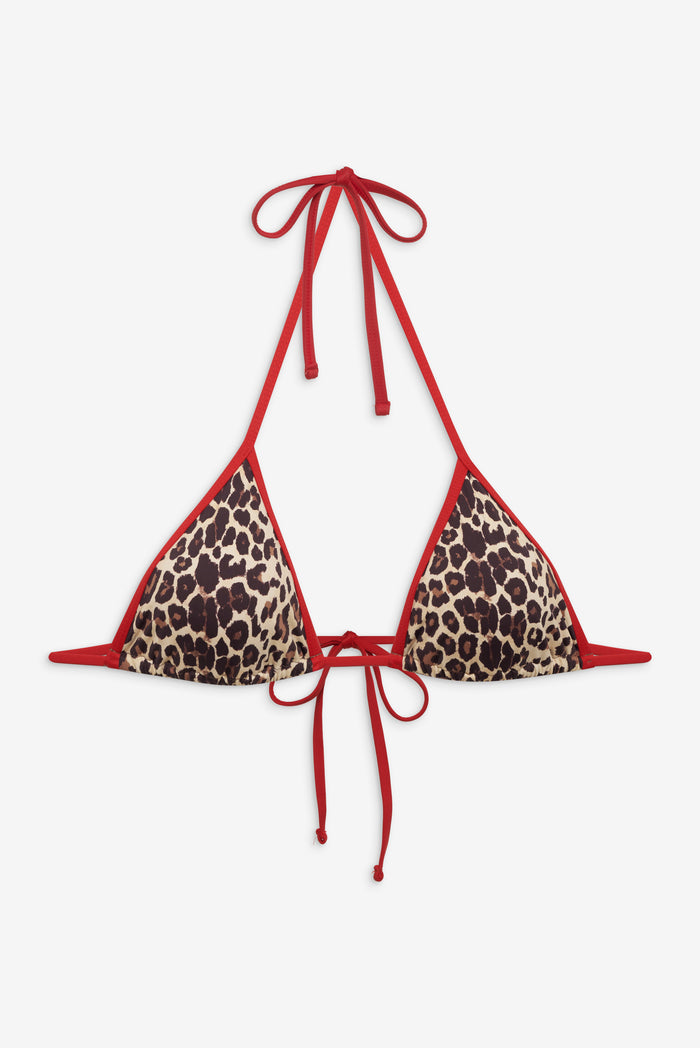 Nick Skimpy Triangle Bikini Top Cheetah with Red Trim