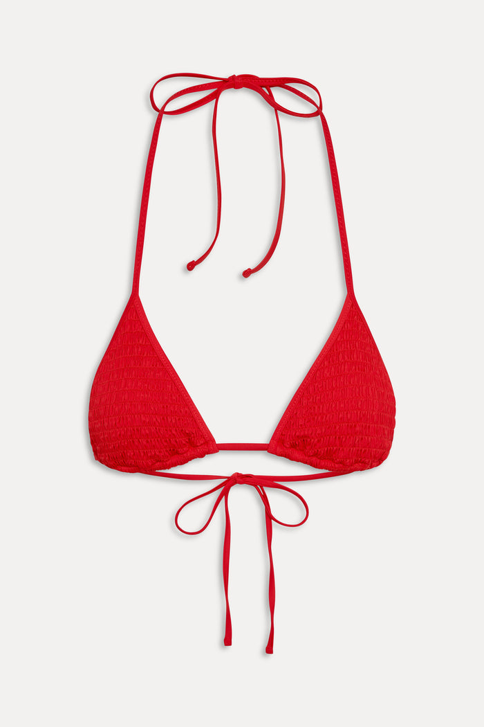 Nick Smocked Triangle Bikini Top - Classic Red