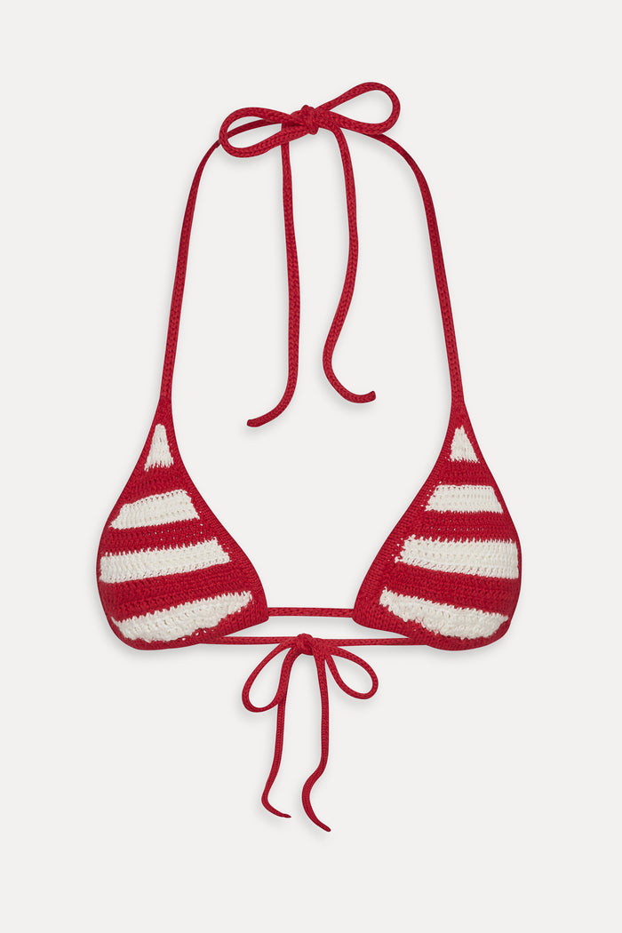 Nick Triangle Crochet Bikini Top - Red Ribbon