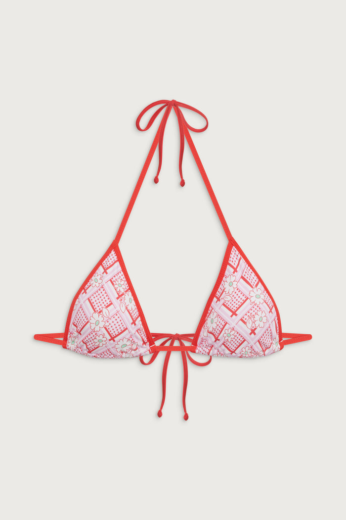 Nick triangle halter bikini top red rover