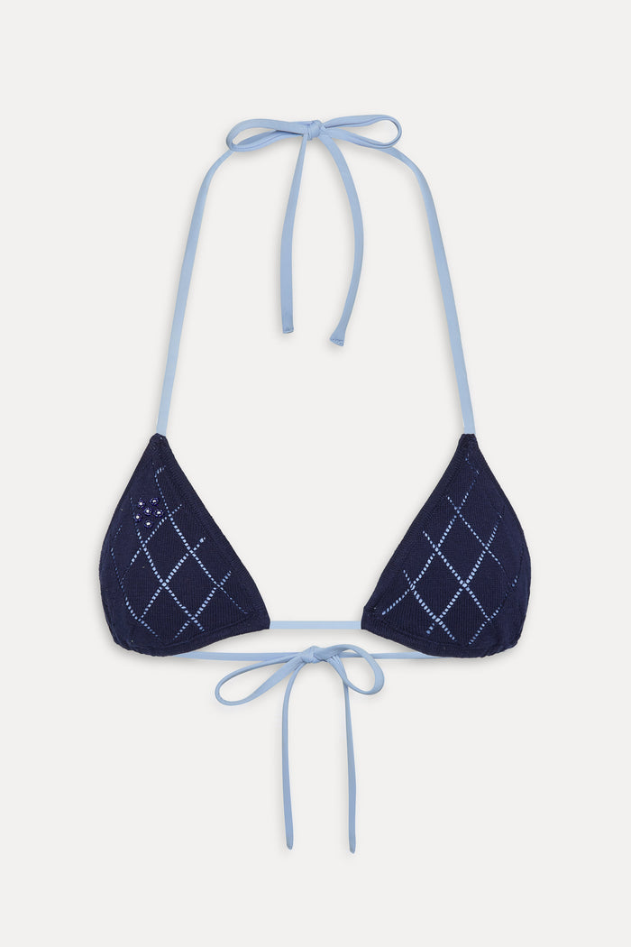 Nick Triangle Halter Bikini Top - Diamond Stitch