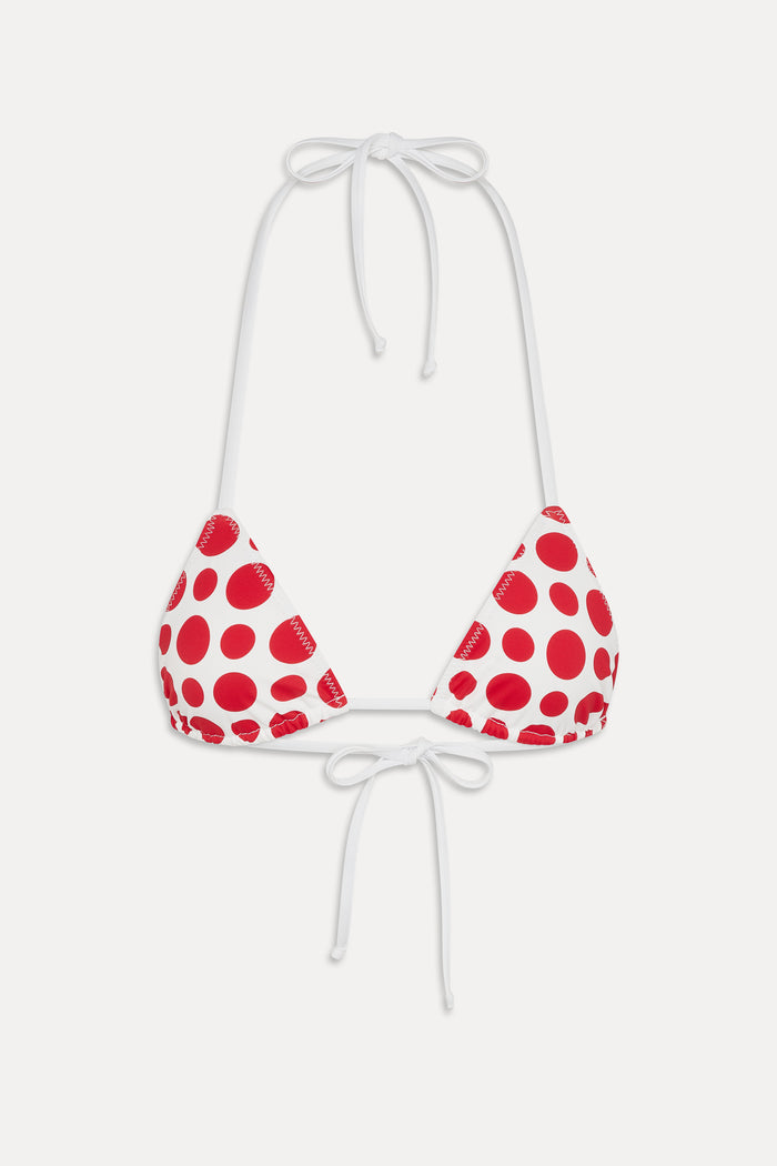 Nick Triangle Halter Bikini Top - Red Dottie
