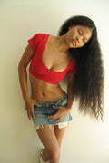 Nicolette Ribbed Bikini Top Crimson