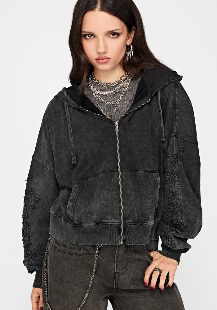 Noctis Applique Embroidered Zip Up Hoodie