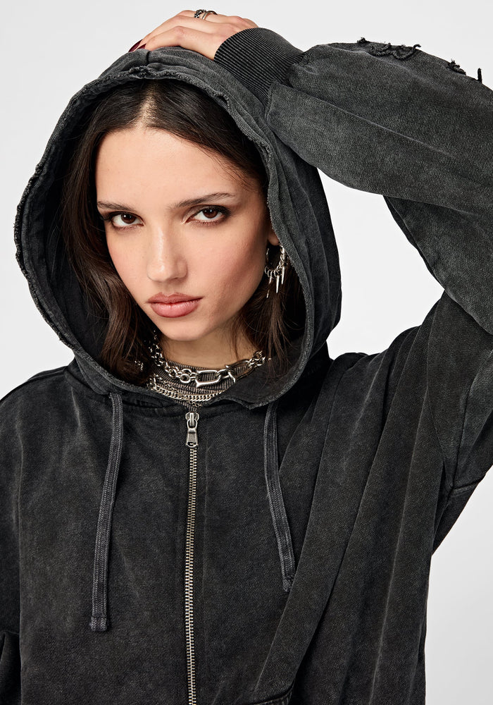 Noctis Applique Embroidered Zip Up Hoodie