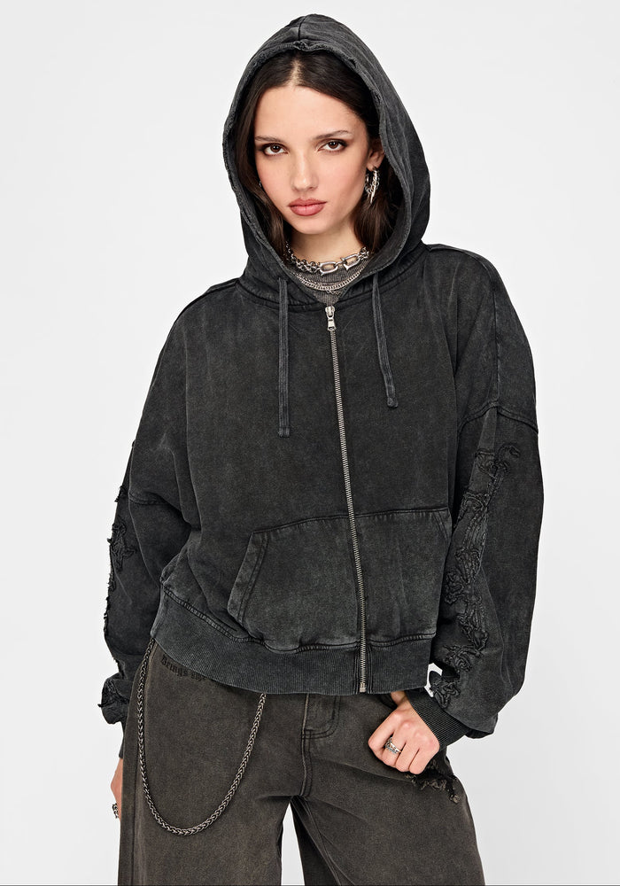 Noctis Applique Embroidered Zip Up Hoodie