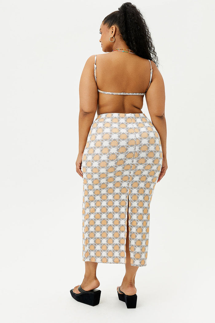 Opal Nude Daisy Terry Midi Skirt Extended