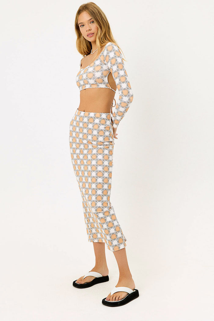 Opal Nude Daisy Terry Midi Skirt