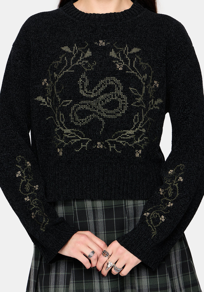 Ophidian Snake Cross Stitch Knit Sweater