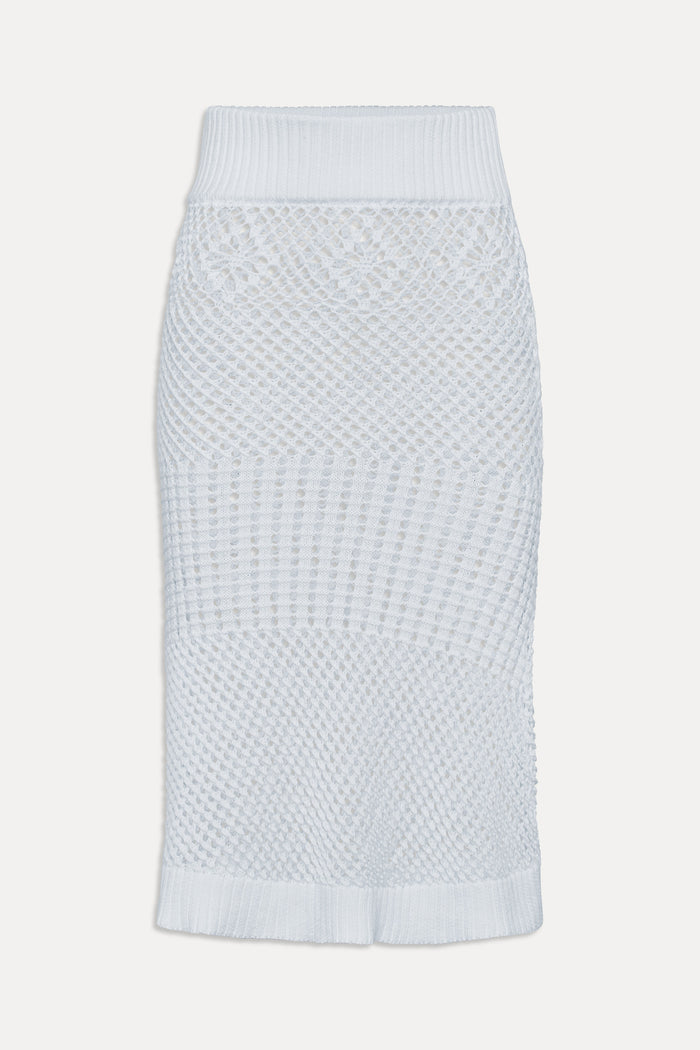 Orchard Crochet Midi Skirt White