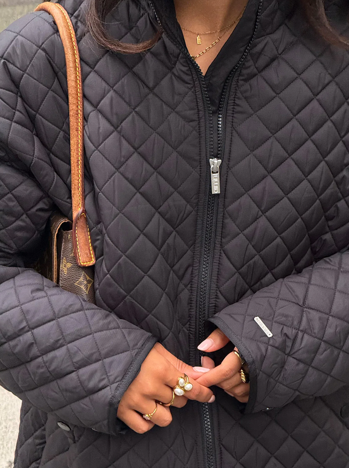 Oversized Quilted Jacket in Black
