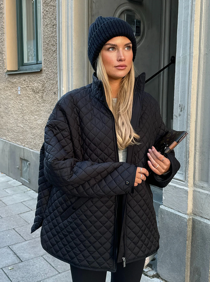Oversized Quilted Jacket in Black