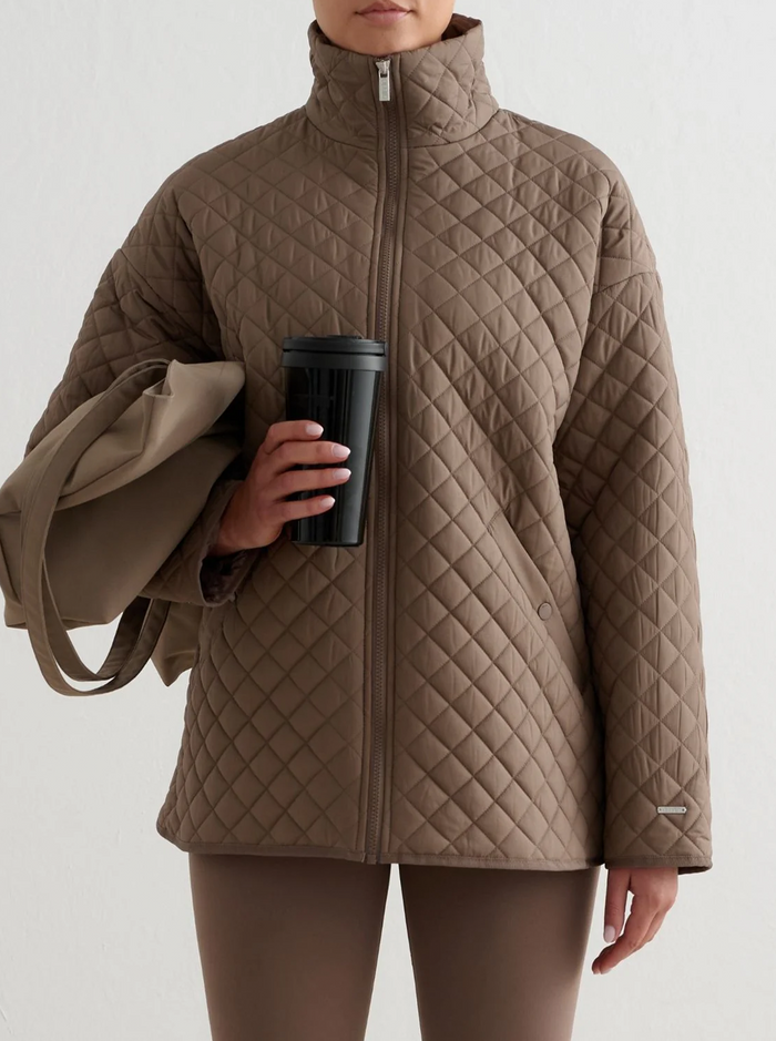 Oversized Quilted Jacket in Nougat