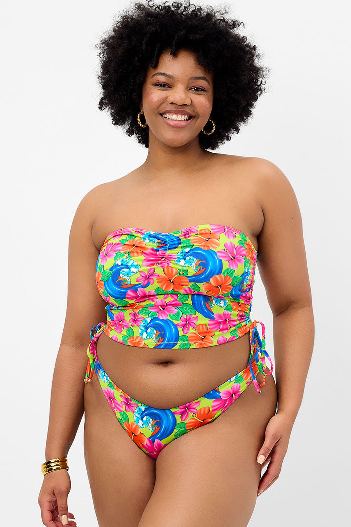 Paloma Floral Strapless Bikini Top Neon Surfer