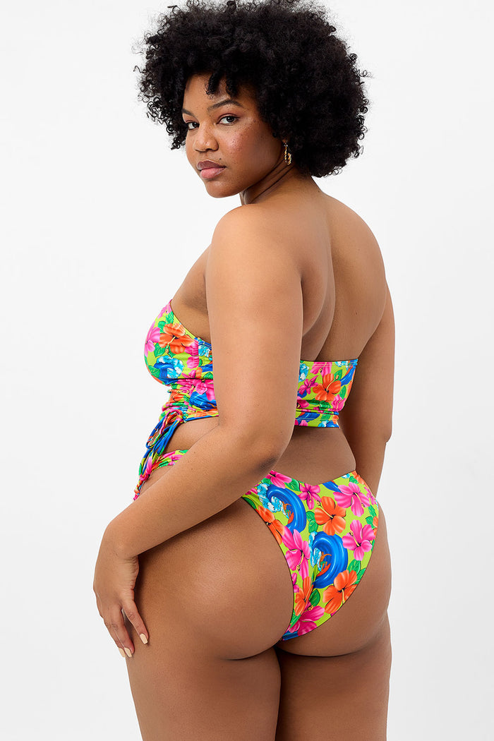 Paloma Floral Strapless Bikini Top Neon Surfer
