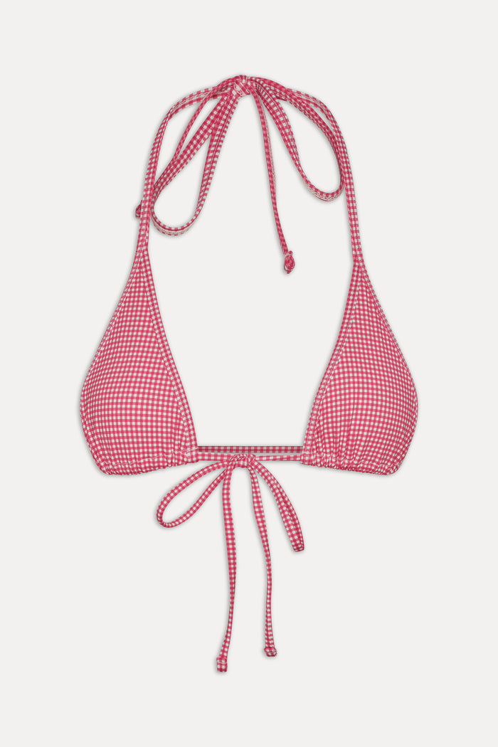 Paradise Halter Bikini Top Ladybug Gingham