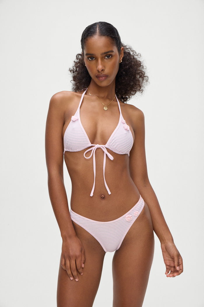Paradise Micro Halter Bikini Top Rosewater Stripe