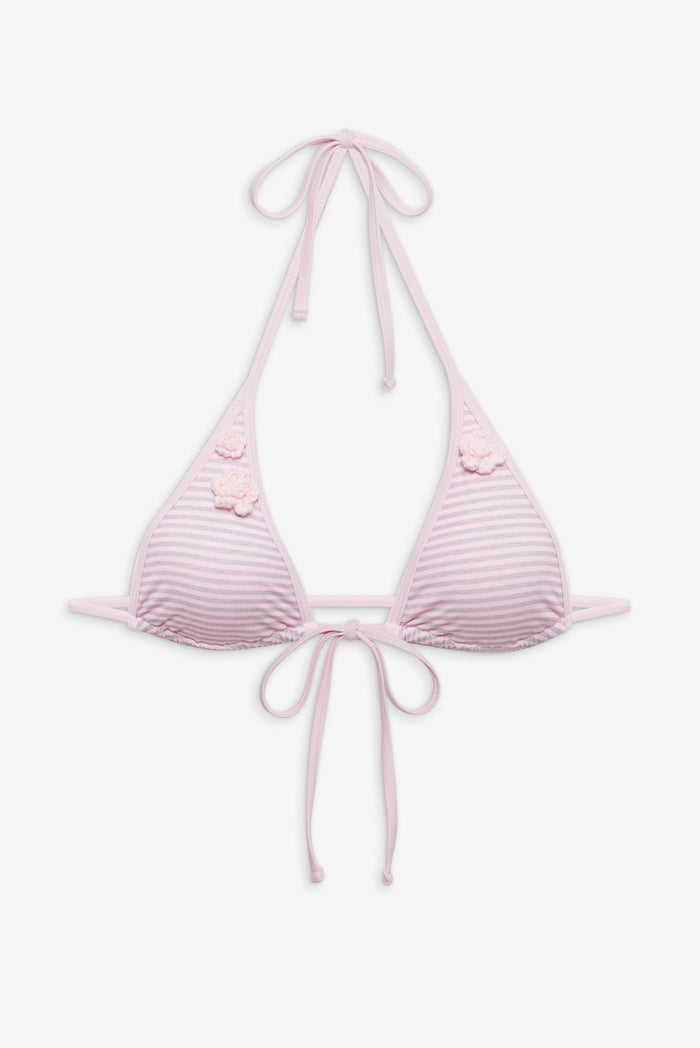 Paradise Micro Halter Bikini Top Rosewater Stripe
