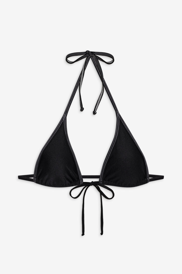 Paradise Shine Halter Bikini Top Black Shine
