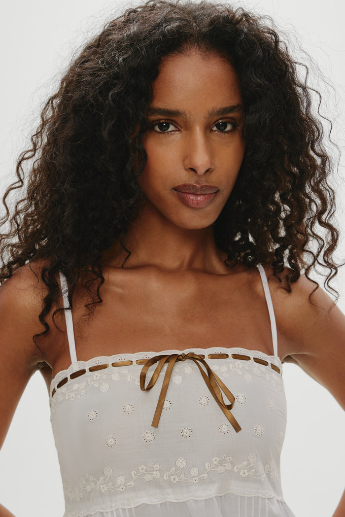 Paris Cotton Babydoll Dress - Daisy White