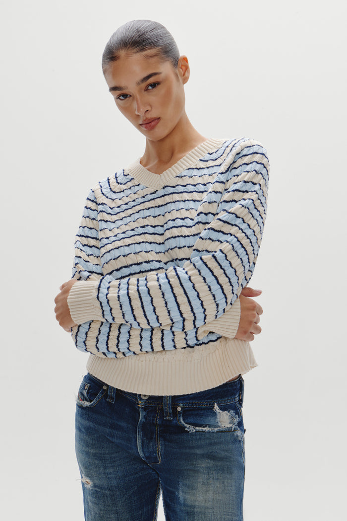 Piper Cotton Knit Sweater - Lighthouse