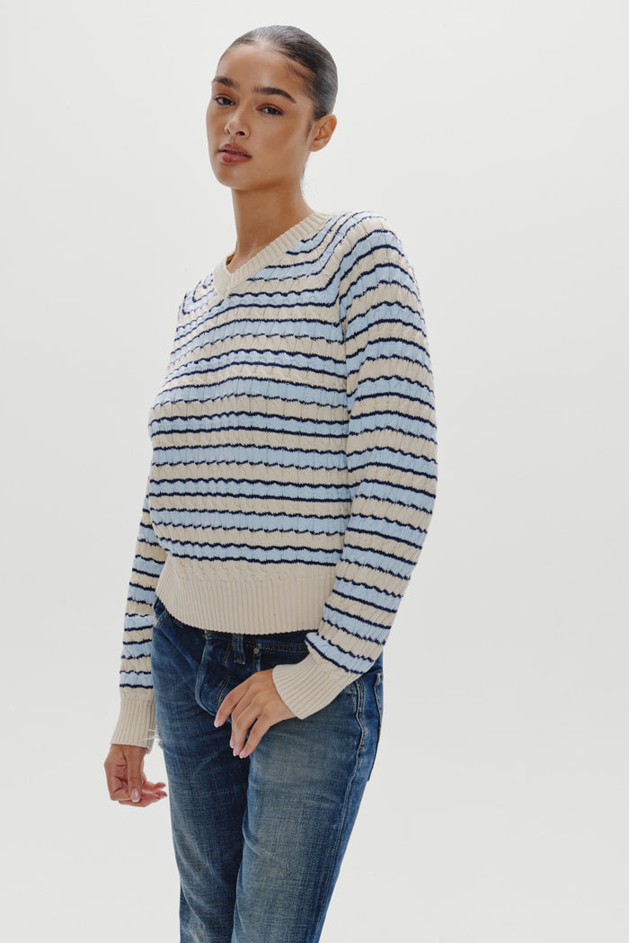 Piper Cotton Knit Sweater - Lighthouse