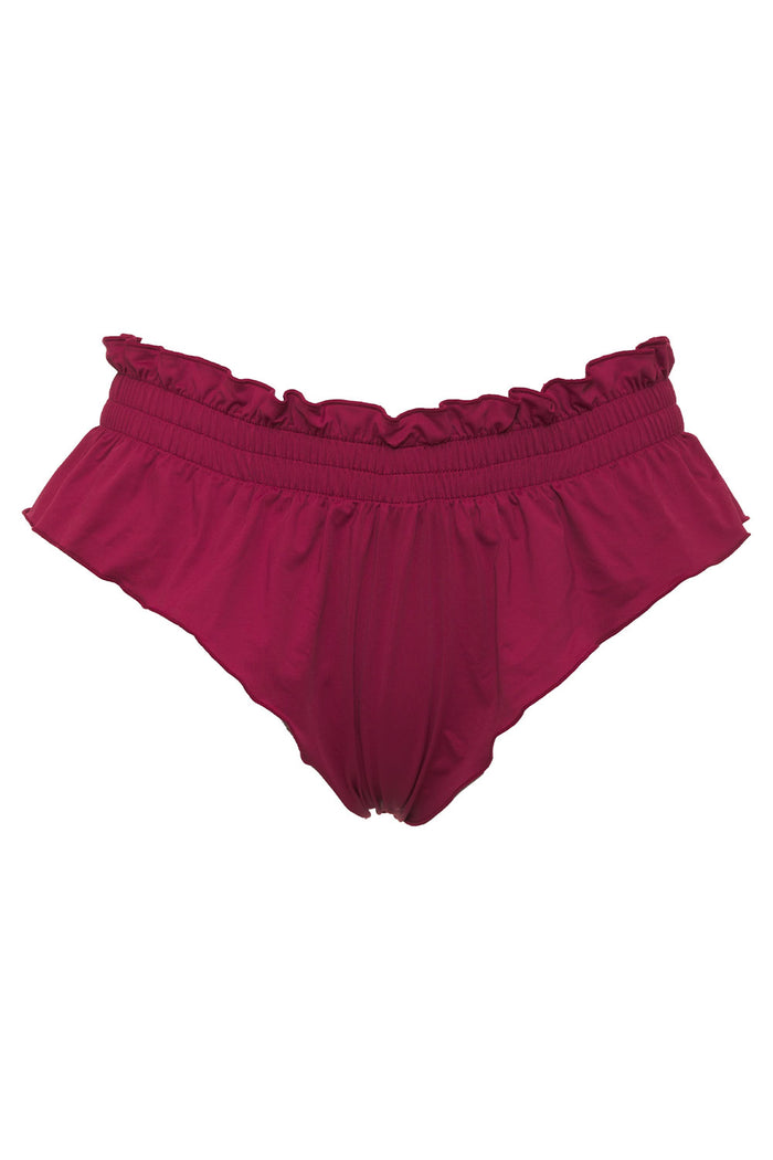 Pippa Ruffle Bikini Bottom Bordeaux