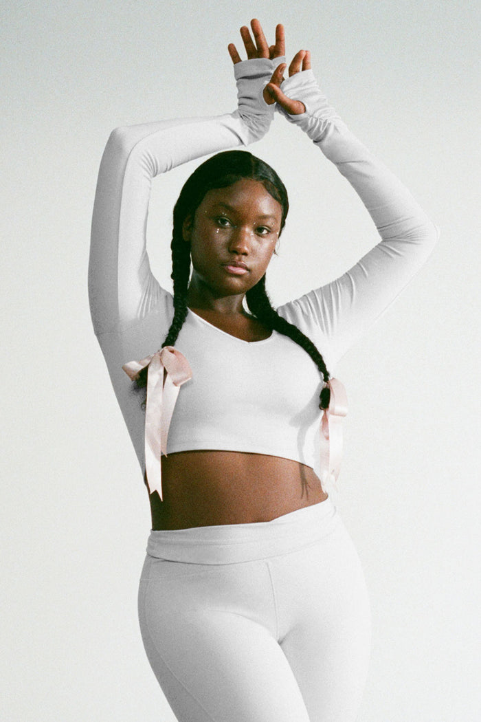 Plié V-Neck Long Sleeve Top Icy Gray