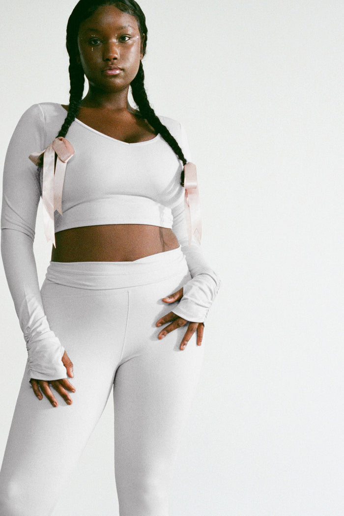 Plié V-Neck Long Sleeve Top Icy Gray